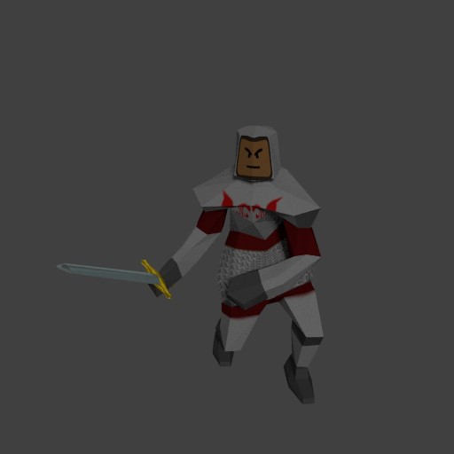 Low Poly Knight with sword preview image 2